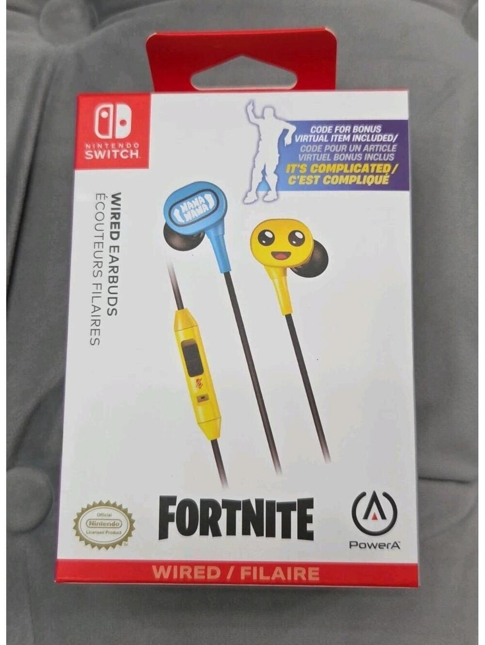 PowerA Yellow Blue Wired Earbuds Nintendo Switch Peely Storage Bag Item Code New